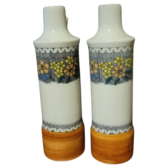 Vtg Burgund Vinegar Cruet & Oil Cruet No Stoppers Bavaria W Germany - Picture 4 of 7